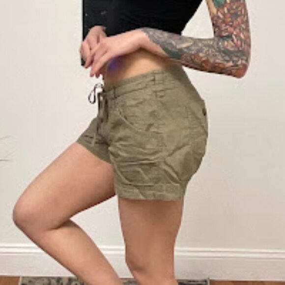 Patagonia Button Fly Linen Chino Shorts Drawstring Waist Size 6 Olive Green - Picture 6 of 12